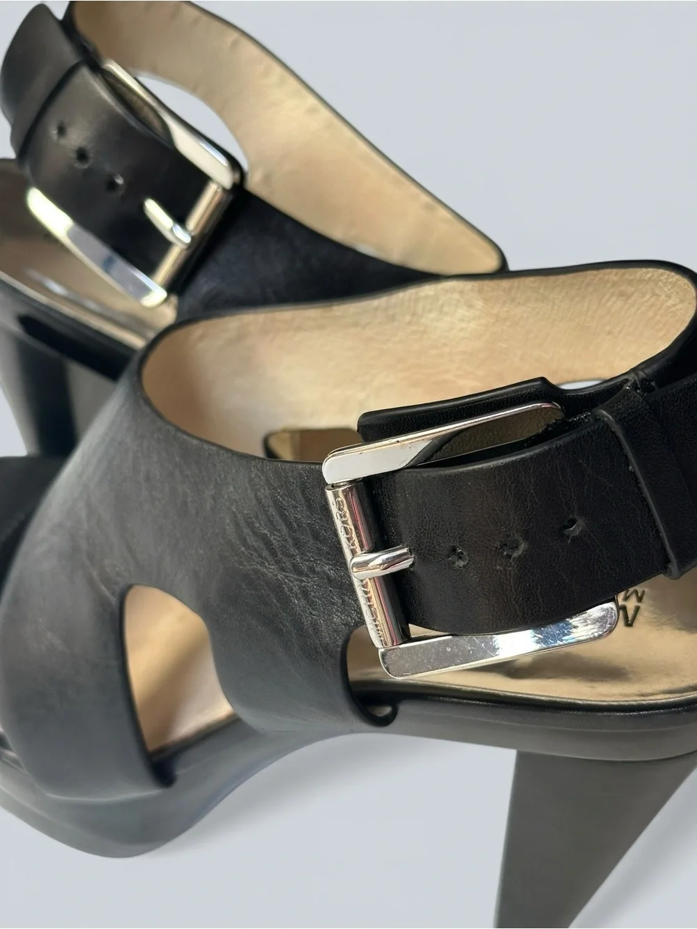 Michael Kors Black Leather Platform High Heel Sandals